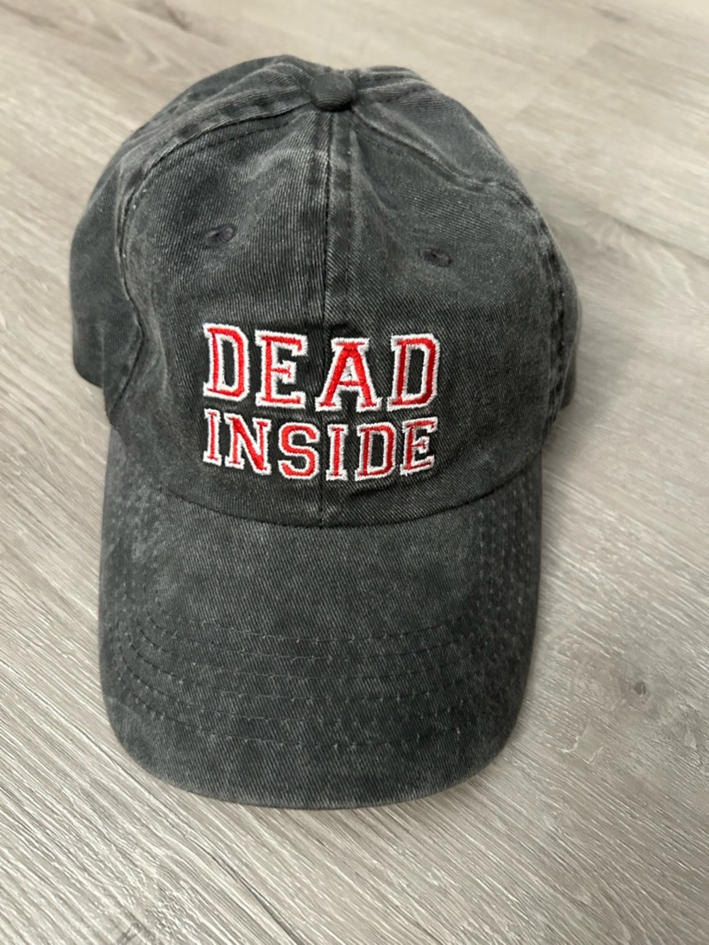 Spirit Black Baseball Cap with Red and White 'DEAD' Embroidery